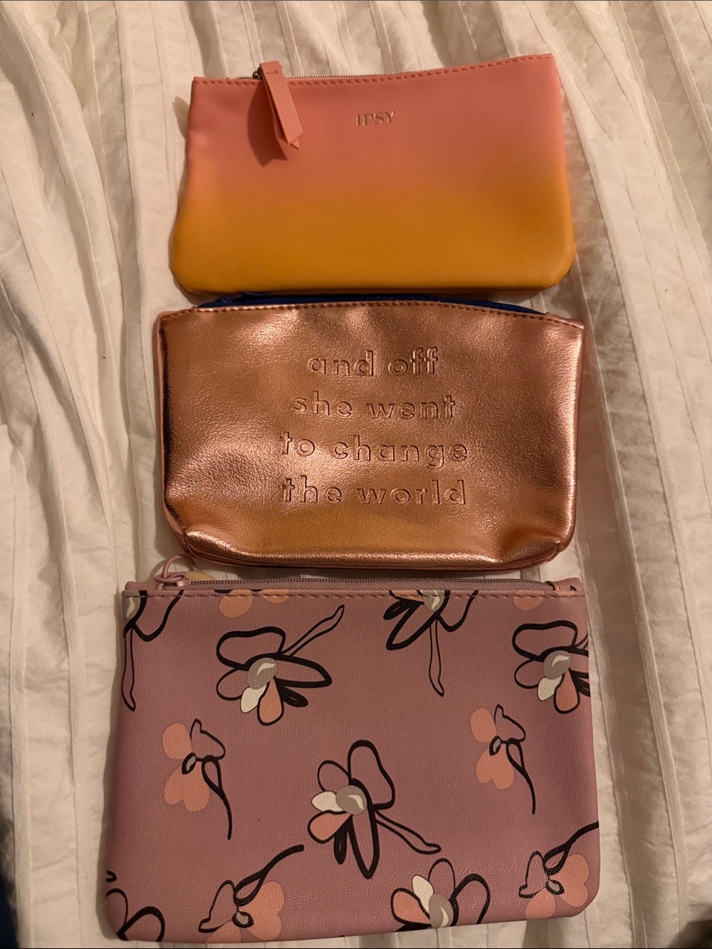 IPSY Gradient Pink to Yellow Cosmetic Pouch Duo